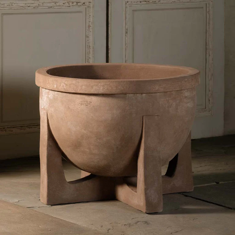 Italian Terracotta Naturale Bowl On Stand - Image 3