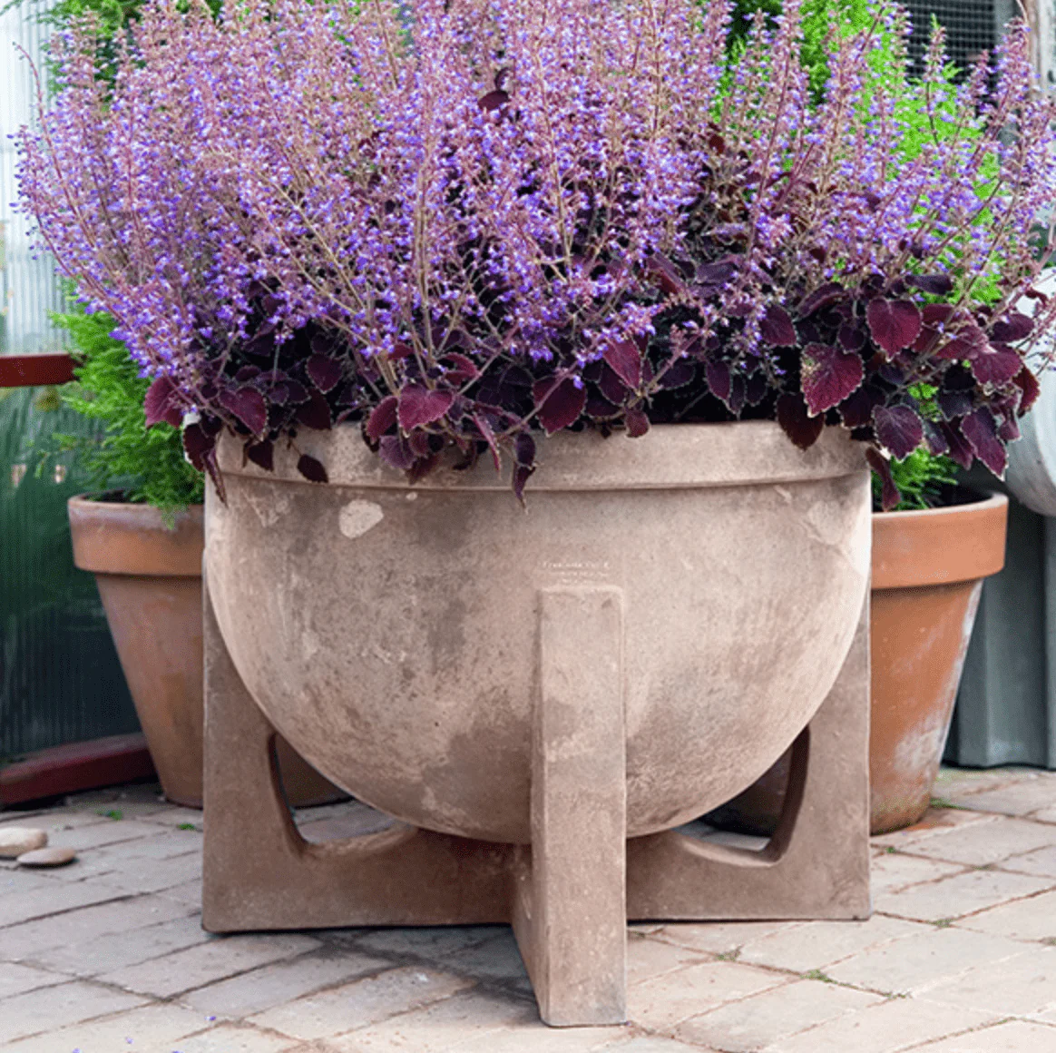 Italian Terracotta Naturale Bowl On Stand - Image 4